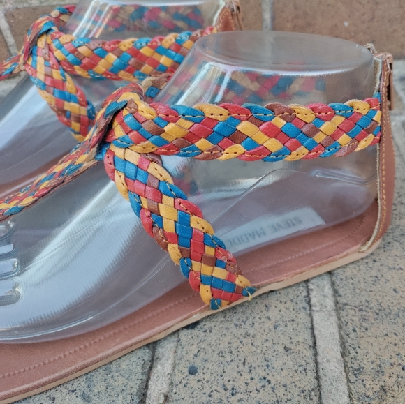 Steve Madden | Pressto Rainbow Braided Leather Gladiator Sandals Size 8.5 - Picture 11 of 14